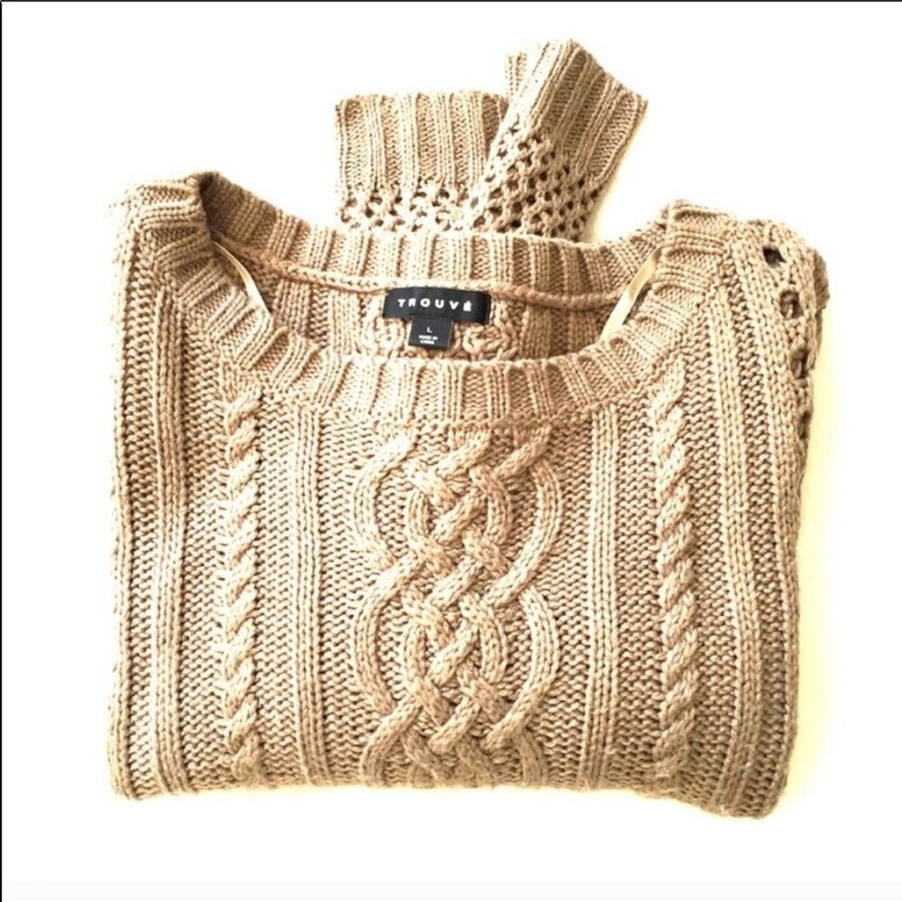 Nordstrom Trouve Open Weave Camel Pullover Sweate… - image 5